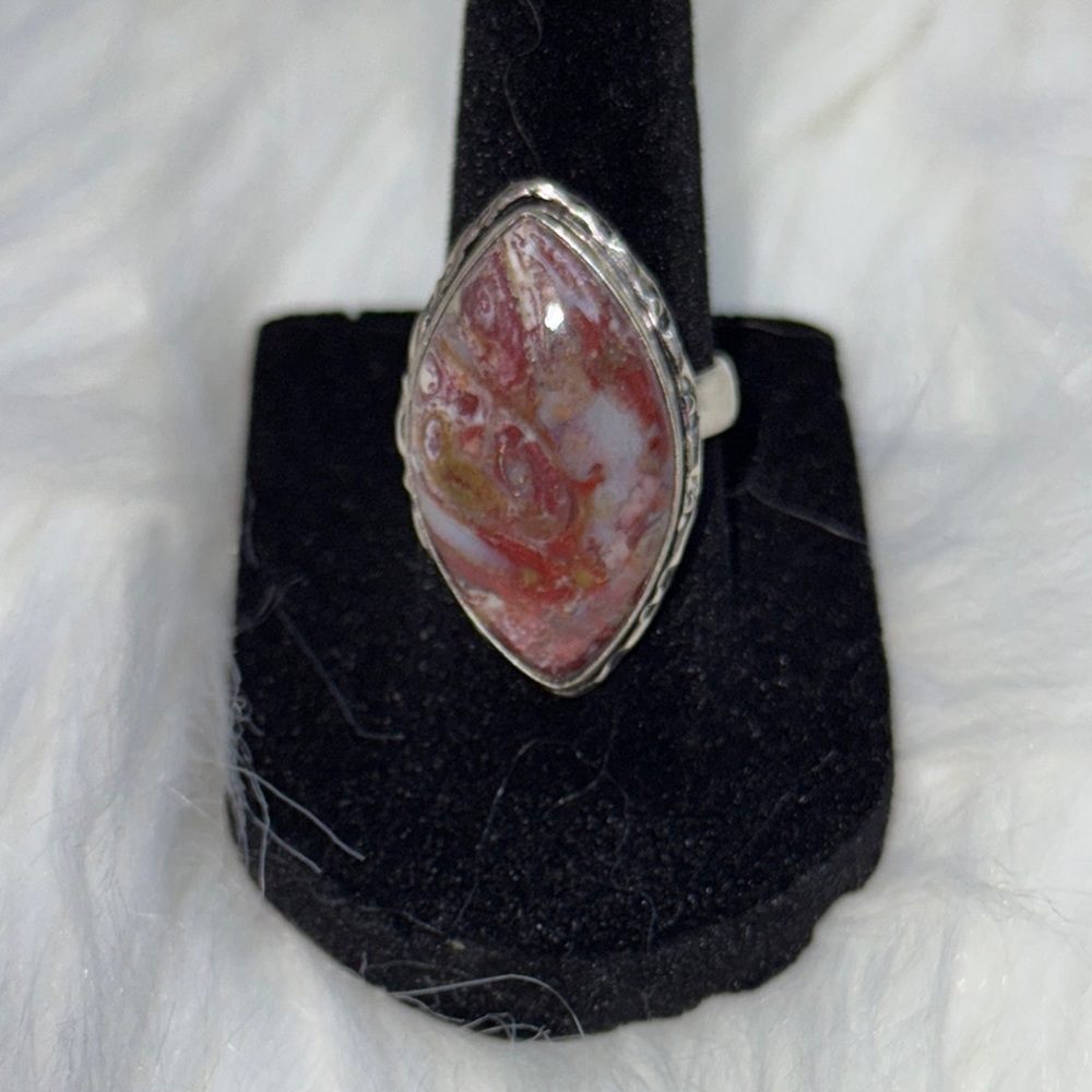 925 Silver & Palm Agate Handmade Ring